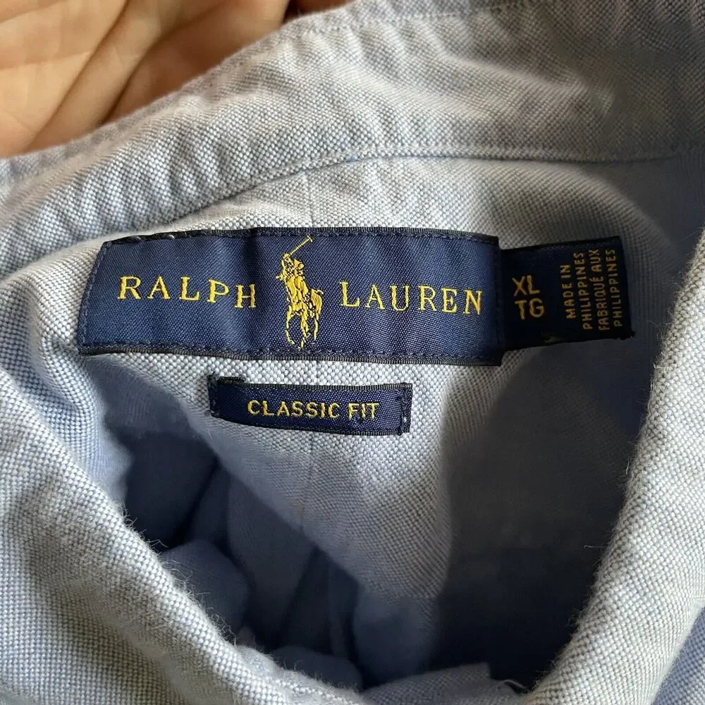 Ralph Lauren‎ Shirt Nautical Striped Button Down RL Anchor Logo Shirt Sleeve XL